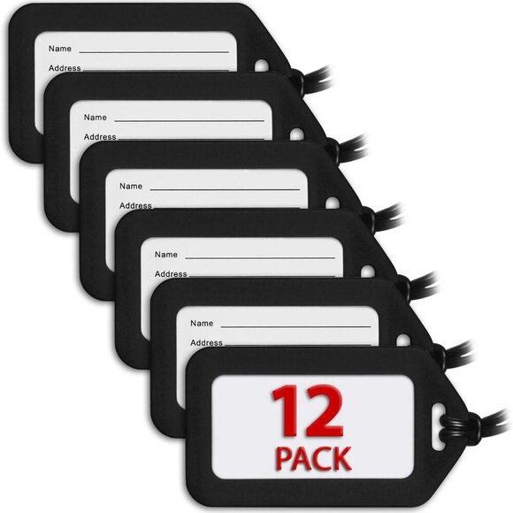 Other - Luggage Tags Black, 12 PK, Bag Tag for Baggage, Suitcase Tags Bulk